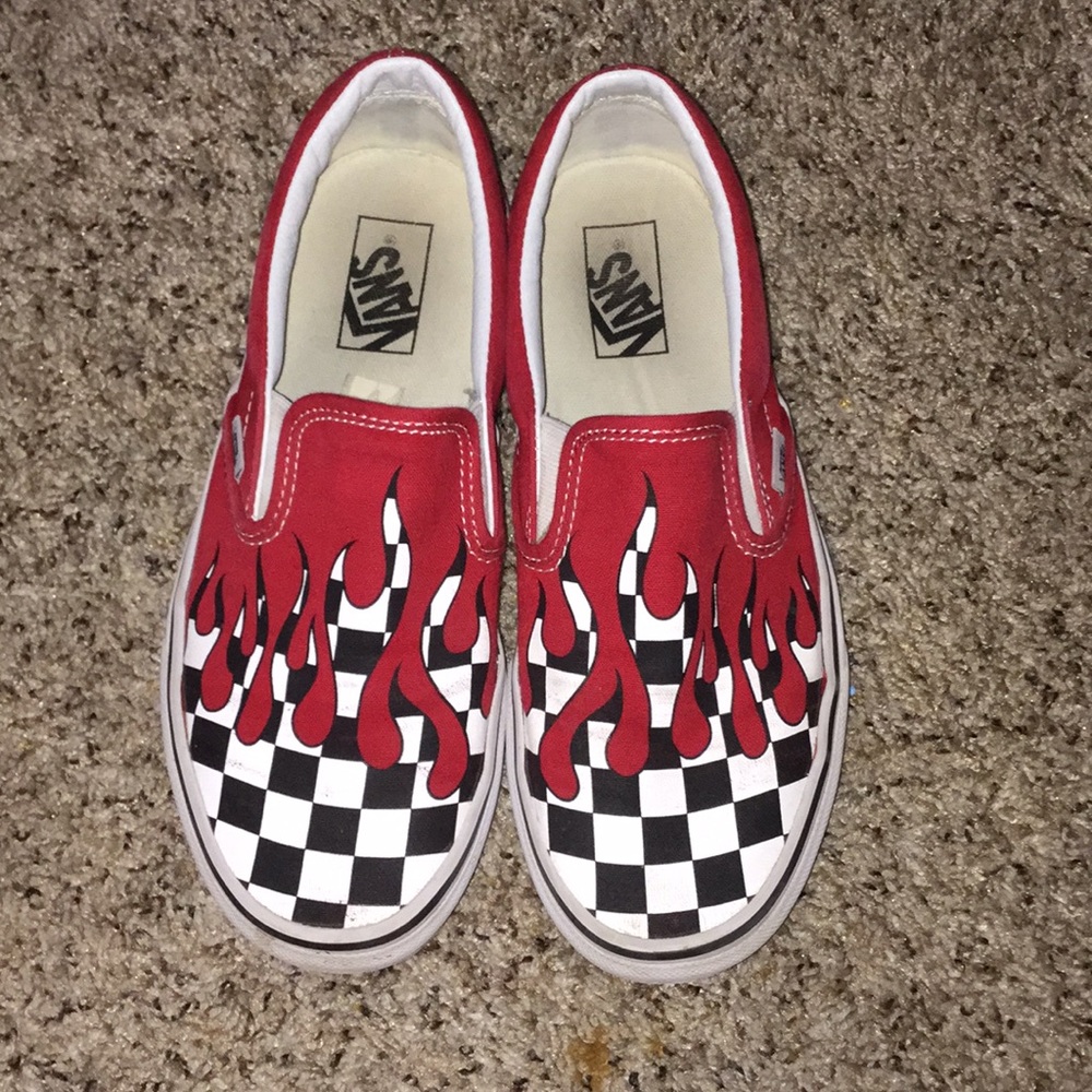 Vans Slip-on, red/ black and white, size 8/9.5